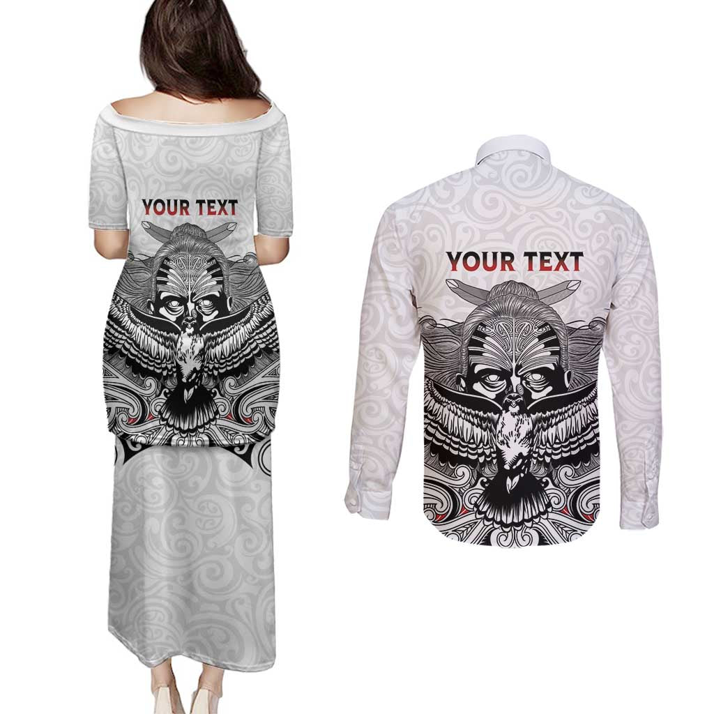 Aotearoa Personalized Couples Matching Puletasi and Long Sleeve Button Shirt Proud To Be Maori LT7 - Polynesian Pride