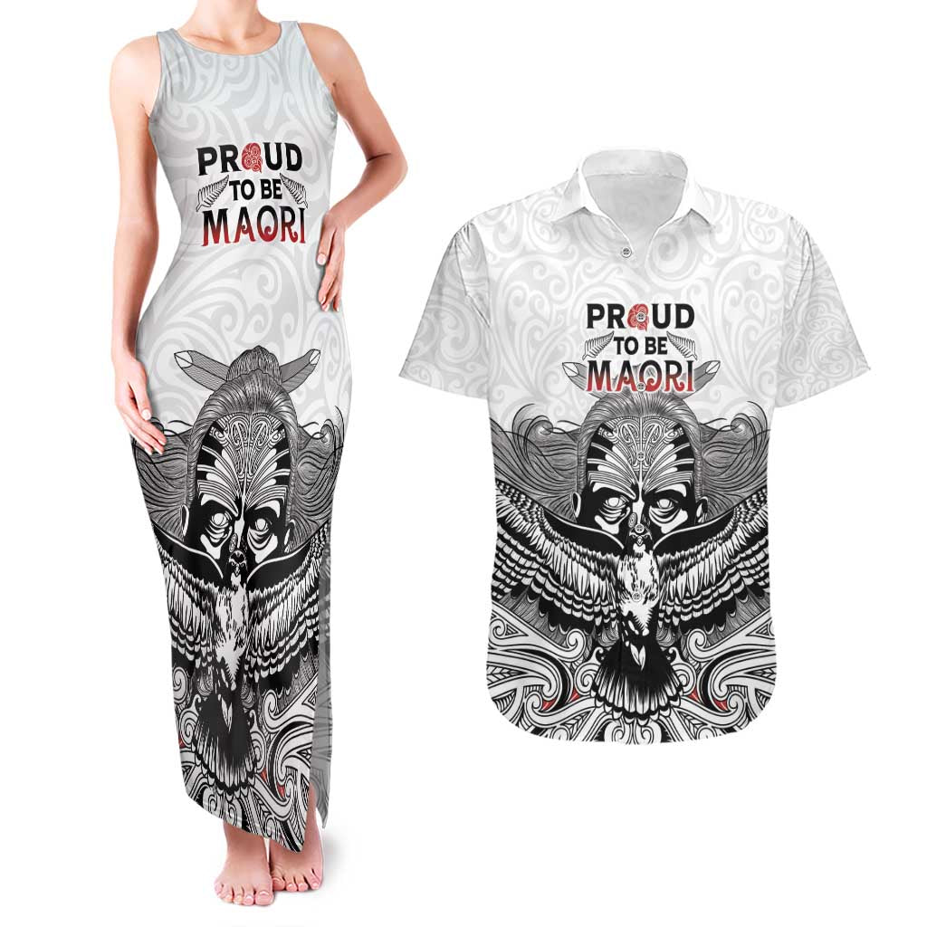 Aotearoa Personalized Couples Matching Tank Maxi Dress and Hawaiian Shirt Proud To Be Maori LT7 White - Polynesian Pride