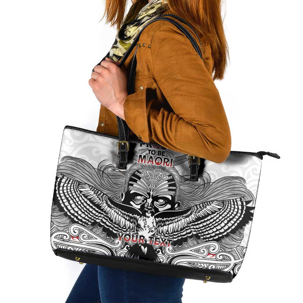 Aotearoa Personalized Leather Tote Bag Proud To Be Maori LT7 White - Polynesian Pride