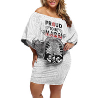 Aotearoa Personalized Off Shoulder Short Dress Proud To Be Maori LT7 Women White - Polynesian Pride
