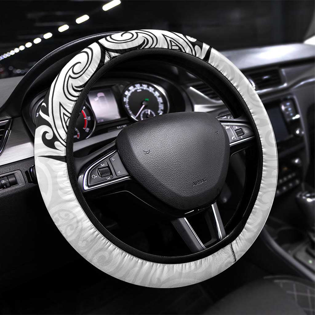 Aotearoa Steering Wheel Cover Proud To Be Maori LT7 Universal Fit White - Polynesian Pride