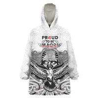 Aotearoa Personalized Wearable Blanket Hoodie Proud To Be Maori LT7 One Size White - Polynesian Pride