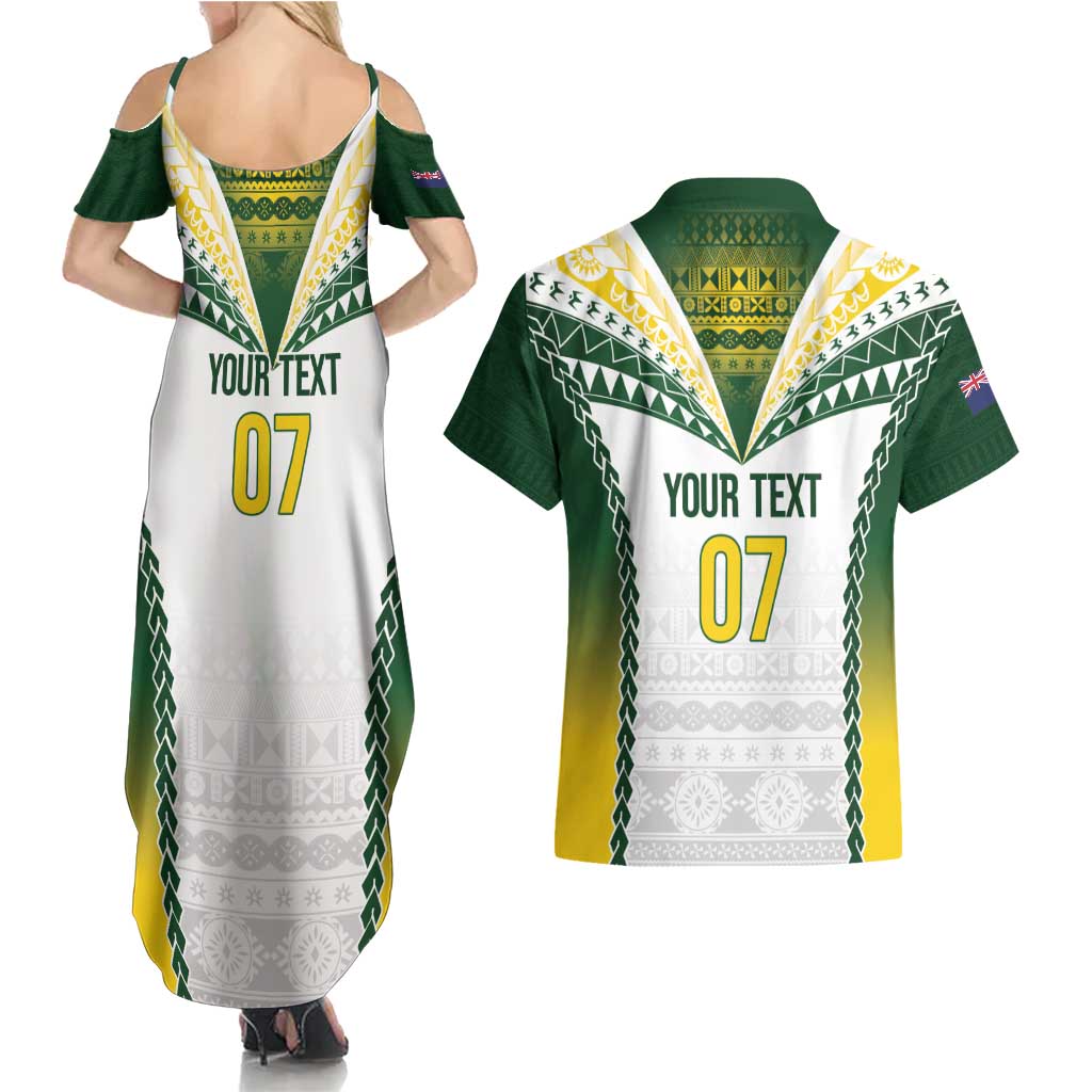 Cook Islands Rugby Custom Couples Matching Summer Maxi Dress and Hawaiian Shirt Kuki's Aitu Champions - Polynesian Pride