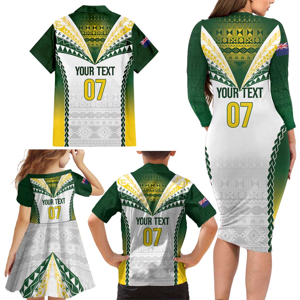 Cook Islands Rugby Custom Family Matching Long Sleeve Bodycon Dress and Hawaiian Shirt Kuki's Aitu Champions - Polynesian Pride