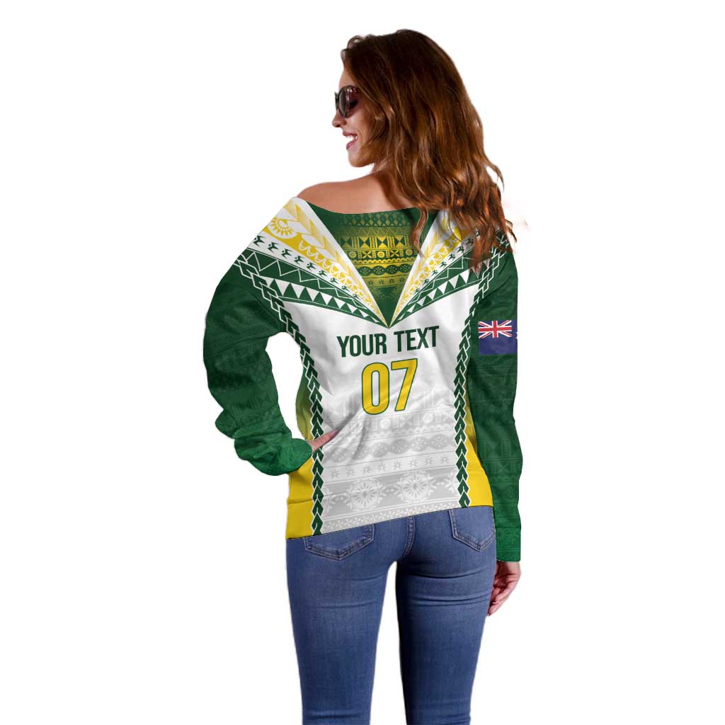 Cook Islands Rugby Custom Off Shoulder Sweater Kuki's Aitu Champions - Polynesian Pride
