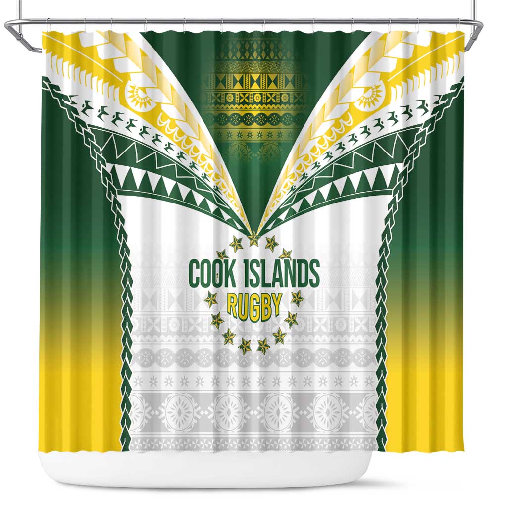 Cook Islands Rugby Shower Curtain Kuki's Aitu Champions - Polynesian Pride