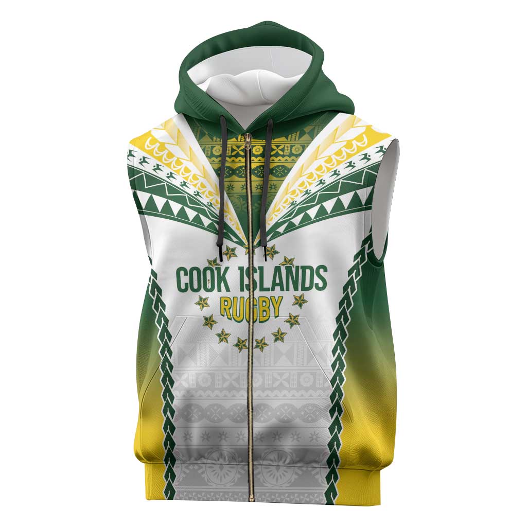Cook Islands Rugby Custom Sleeveless Zip Hoodie Kuki's Aitu Champions - Polynesian Pride