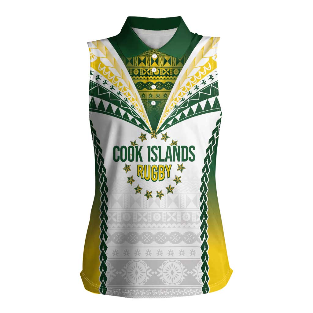Cook Islands Rugby Custom Women Sleeveless Polo Shirt Kuki's Aitu Champions - Polynesian Pride
