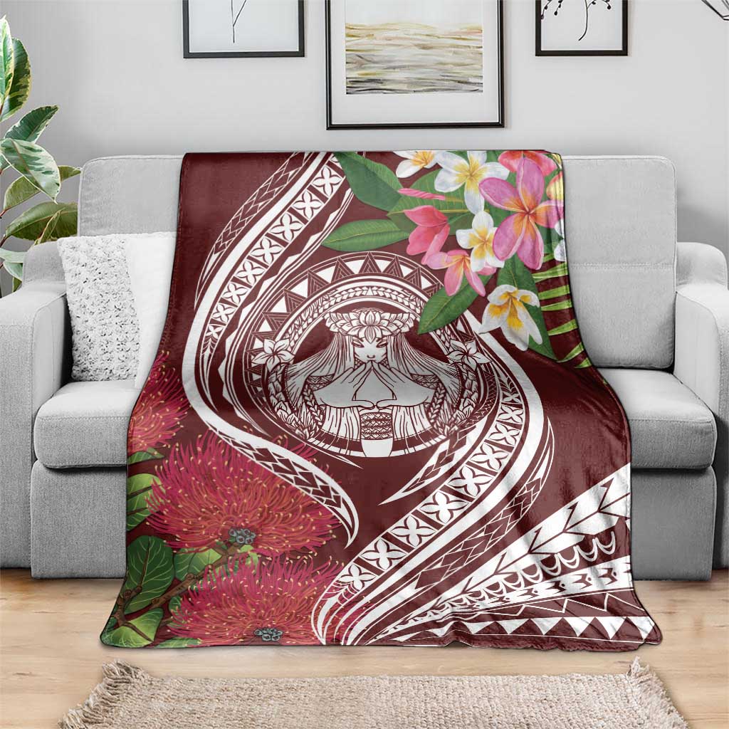 Aloha Hawaii Big Island Blanket Ohia Lehua Wahine