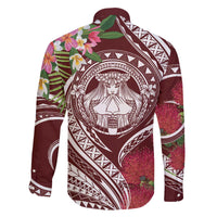 Aloha Hawaii Big Island Family Matching Off The Shoulder Long Sleeve Dress and Hawaiian Shirt Ohia Lehua Wahine