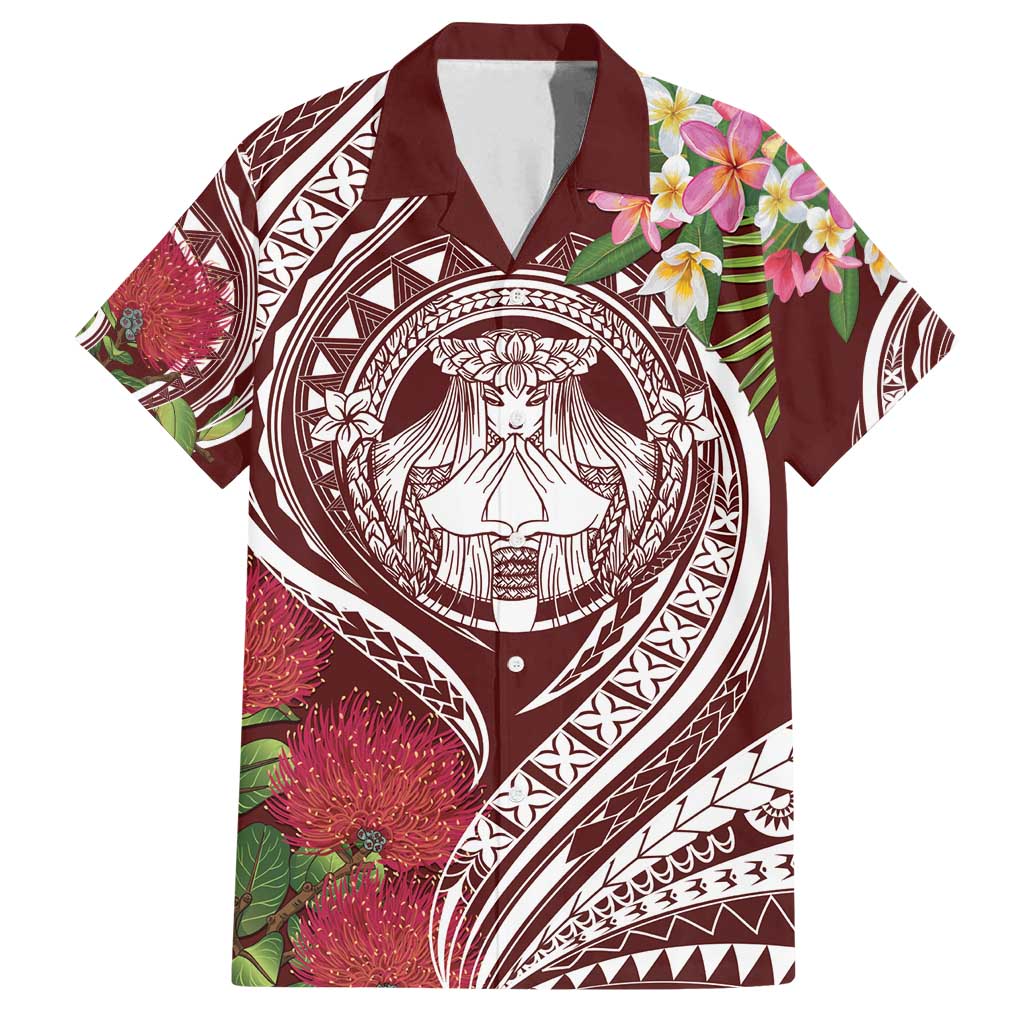 Aloha Hawaii Big Island Family Matching Puletasi and Hawaiian Shirt Ohia Lehua Wahine