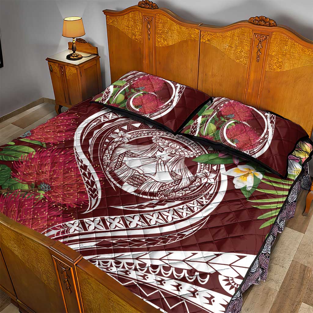 Aloha Hawaii Big Island Quilt Bed Set Ohia Lehua Wahine