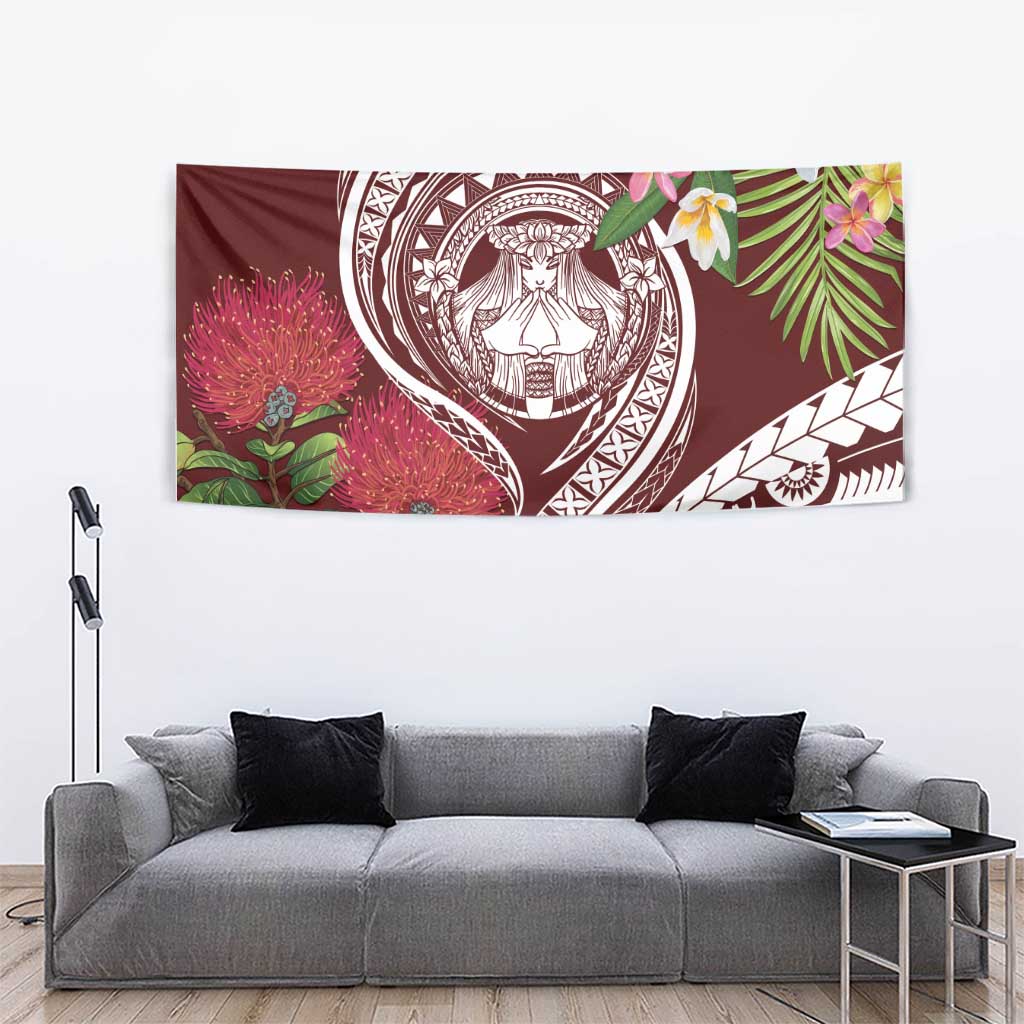 Aloha Hawaii Big Island Tapestry Ohia Lehua Wahine