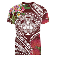 Aloha Hawaii Big Island Women V-Neck T-Shirt Ohia Lehua Wahine