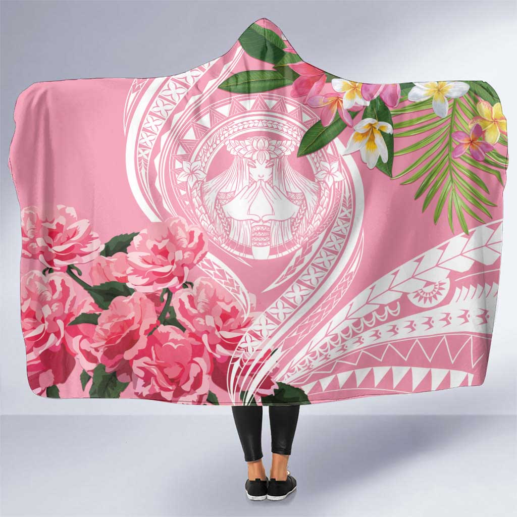 Aloha Hawaii Maui Hooded Blanket Goddess Lokelani Rose LT7 One Size Pink - Polynesian Pride
