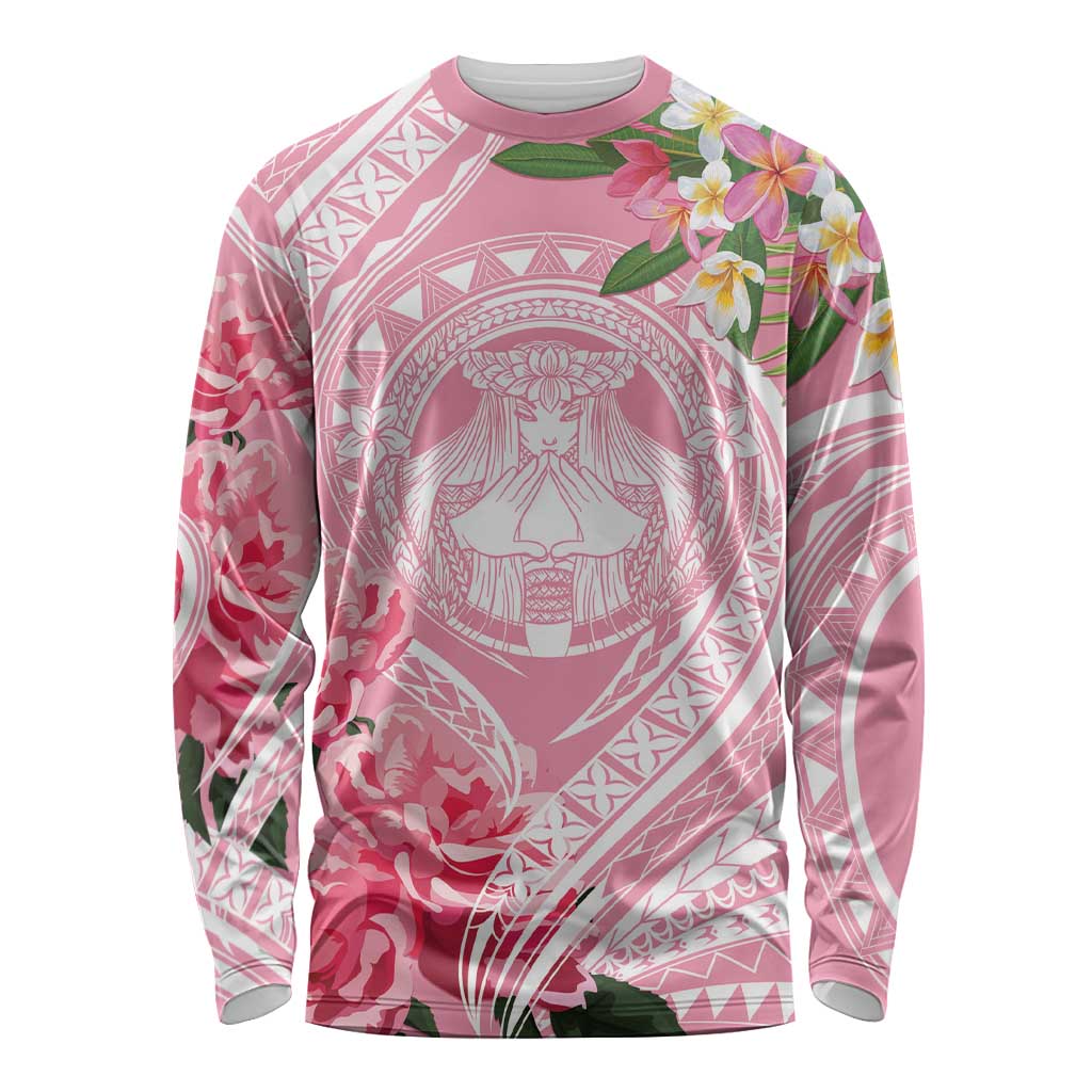 Aloha Hawaii Maui Long Sleeve Shirt Goddess Lokelani Rose LT7 Unisex Pink - Polynesian Pride