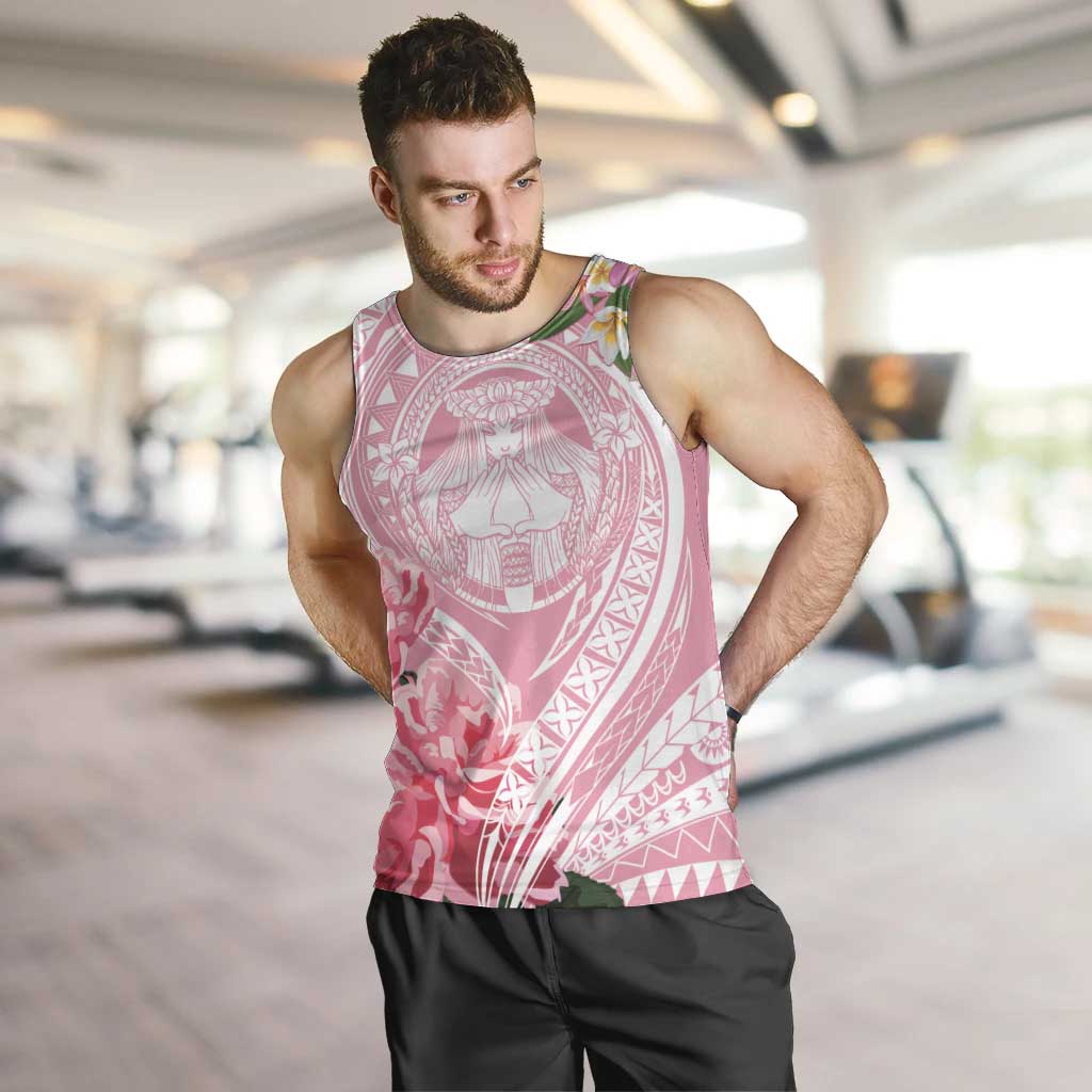 Aloha Hawaii Maui Men Tank Top Goddess Lokelani Rose LT7 Pink - Polynesian Pride