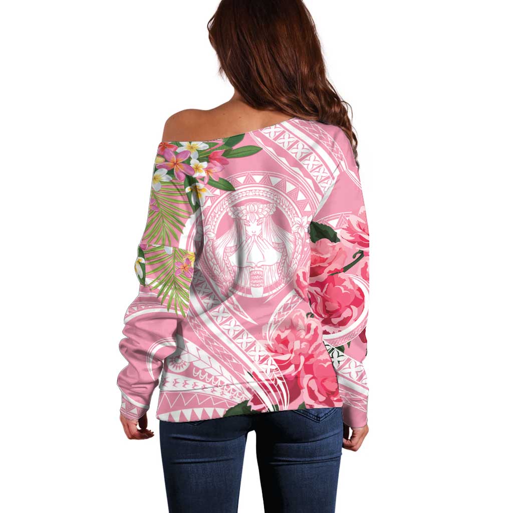 Aloha Hawaii Maui Off Shoulder Sweater Goddess Lokelani Rose