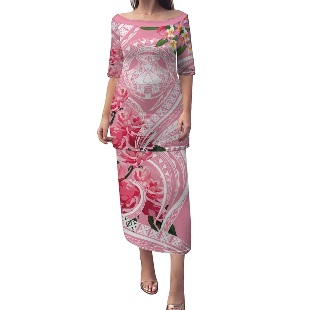 Aloha Hawaii Maui Puletasi Goddess Lokelani Rose LT7 Long Dress Pink - Polynesian Pride