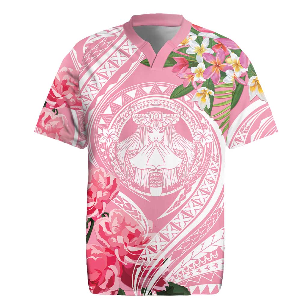 Aloha Hawaii Maui Rugby Jersey Goddess Lokelani Rose LT7 Pink - Polynesian Pride