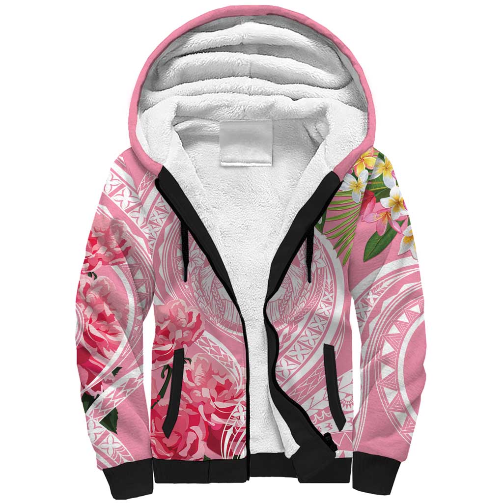 Aloha Hawaii Maui Sherpa Hoodie Goddess Lokelani Rose LT7 Unisex Pink - Polynesian Pride