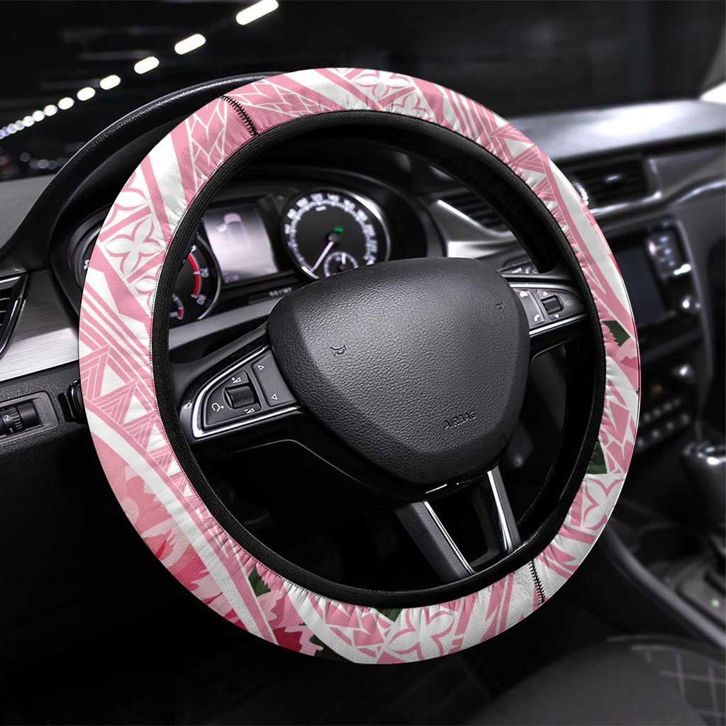 Aloha Hawaii Maui Steering Wheel Cover Goddess Lokelani Rose LT7 Universal Fit Pink - Polynesian Pride