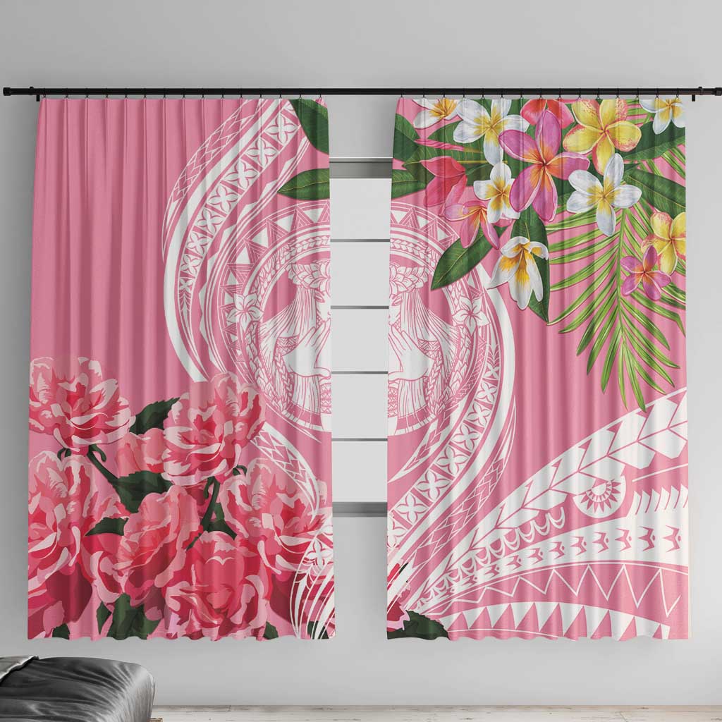 Aloha Hawaii Maui Window Curtain Goddess Lokelani Rose LT7 With Hooks Pink - Polynesian Pride