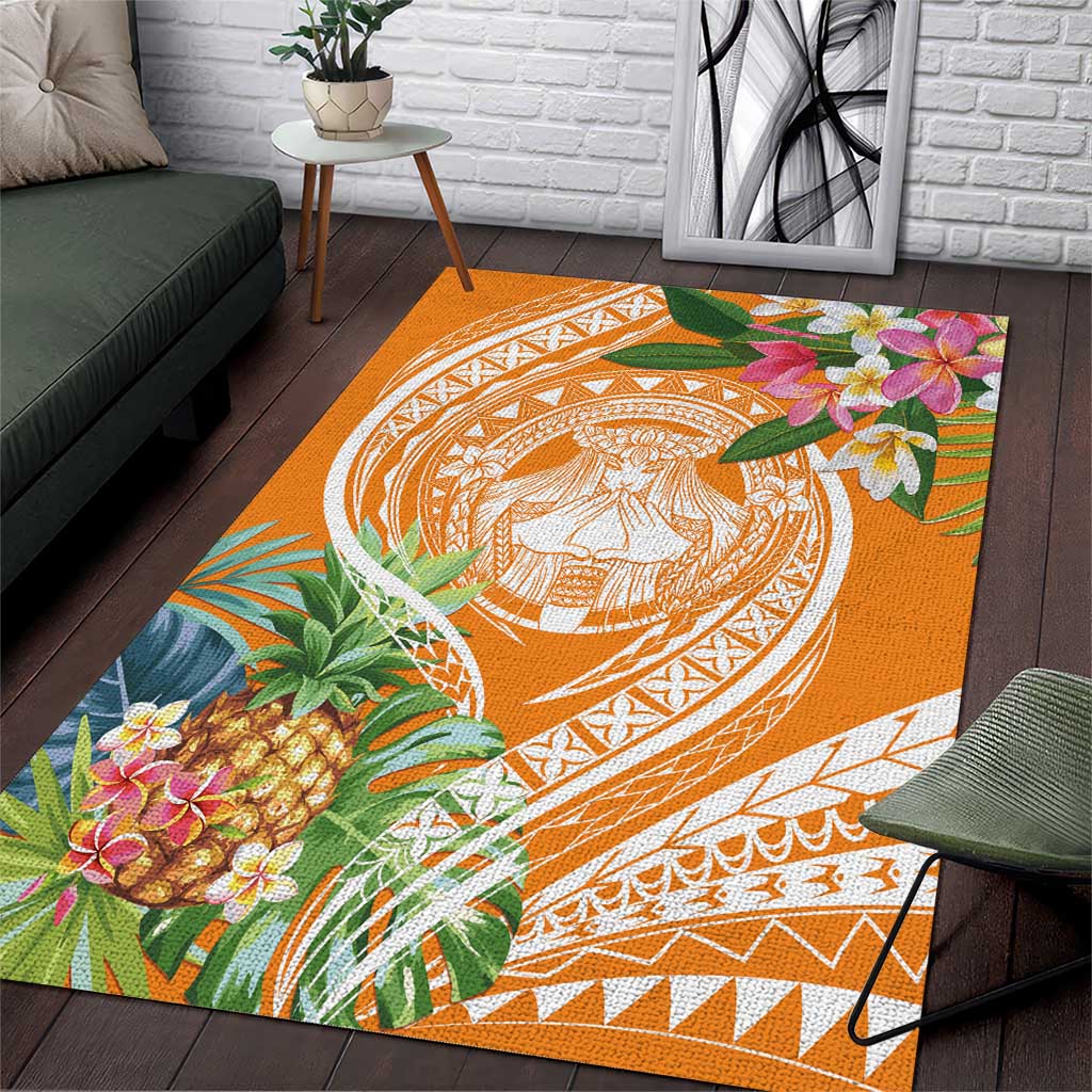 Aloha Hawaii Lanai Area Rug Frangipani Mix Pineapple