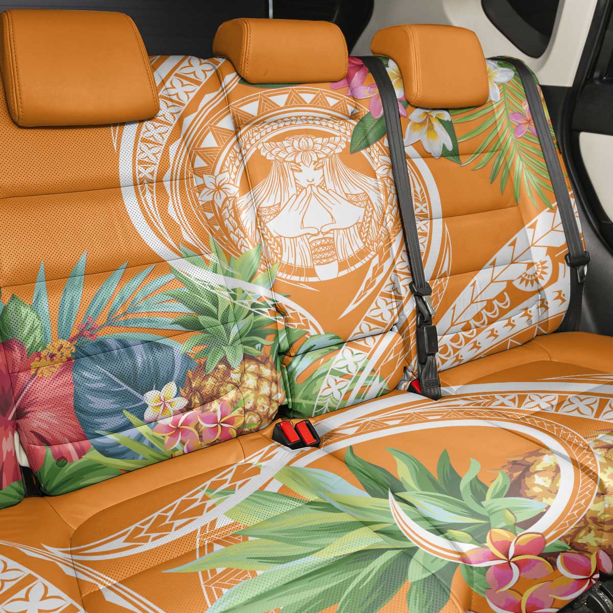 Aloha Hawaii Lanai Back Car Seat Cover Frangipani Mix Pineapple