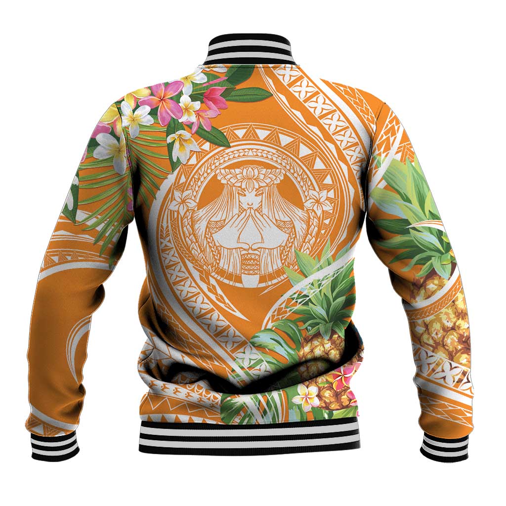 Aloha Hawaii Lanai Baseball Jacket Frangipani Mix Pineapple LT7 - Polynesian Pride