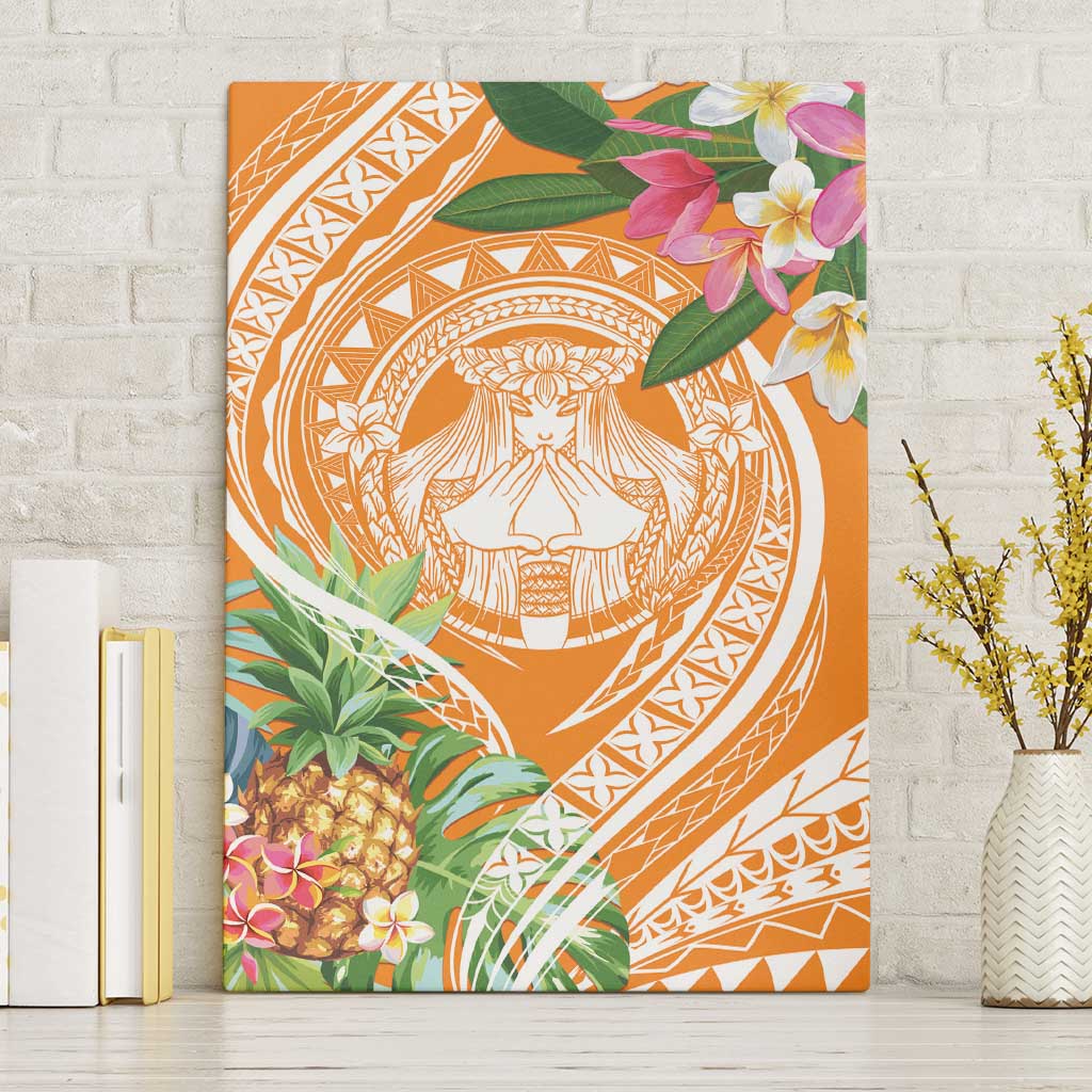 Aloha Hawaii Lanai Canvas Wall Art Frangipani Mix Pineapple LT7 Without Frame Orange - Polynesian Pride