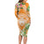 Aloha Hawaii Lanai Family Matching Long Sleeve Bodycon Dress and Hawaiian Shirt Frangipani Mix Pineapple