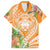 Aloha Hawaii Lanai Family Matching Off Shoulder Short Dress and Hawaiian Shirt Frangipani Mix Pineapple