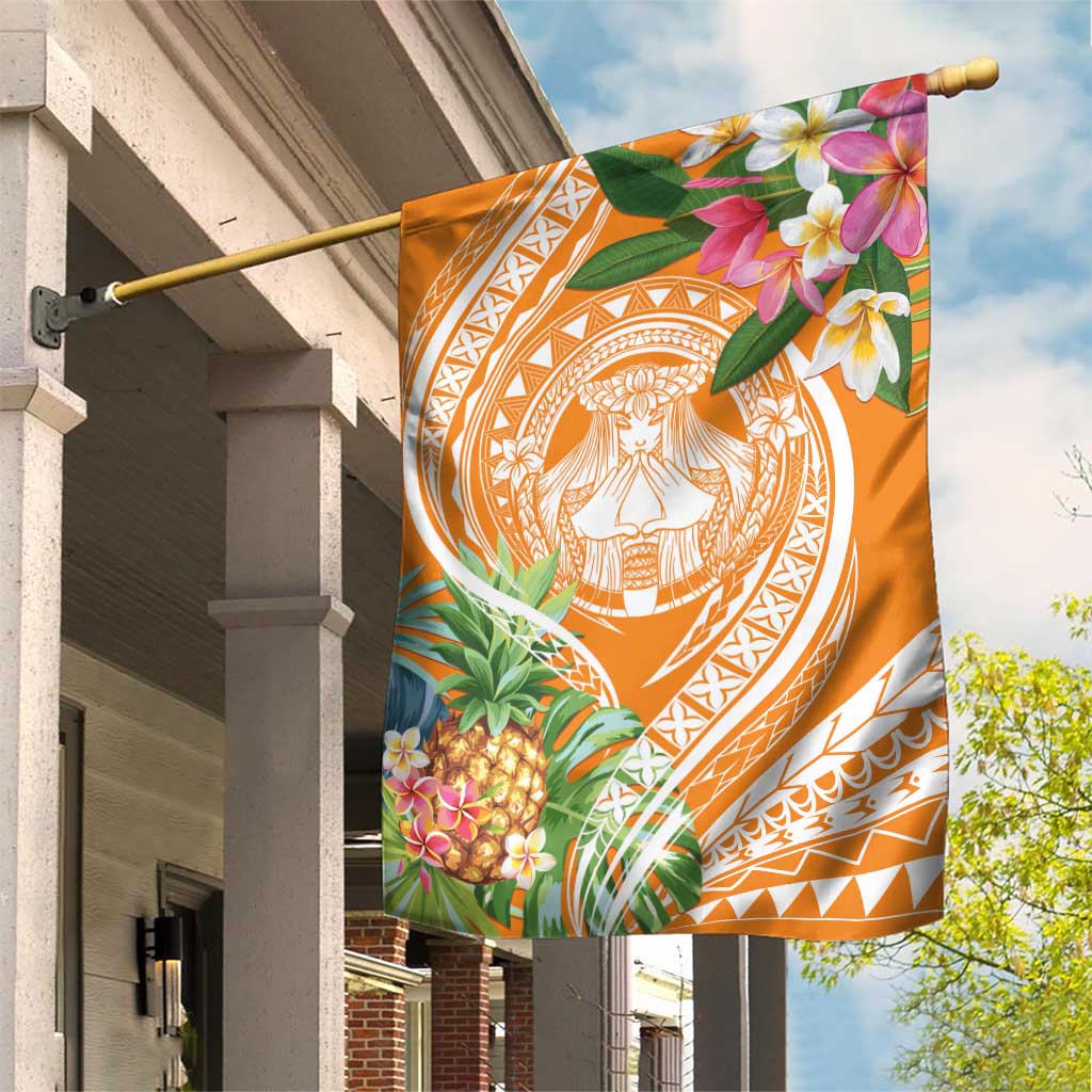Aloha Hawaii Lanai Garden Flag Frangipani Mix Pineapple LT7 House Flag Orange - Polynesian Pride