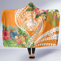 Aloha Hawaii Lanai Hooded Blanket Frangipani Mix Pineapple LT7 One Size Orange - Polynesian Pride