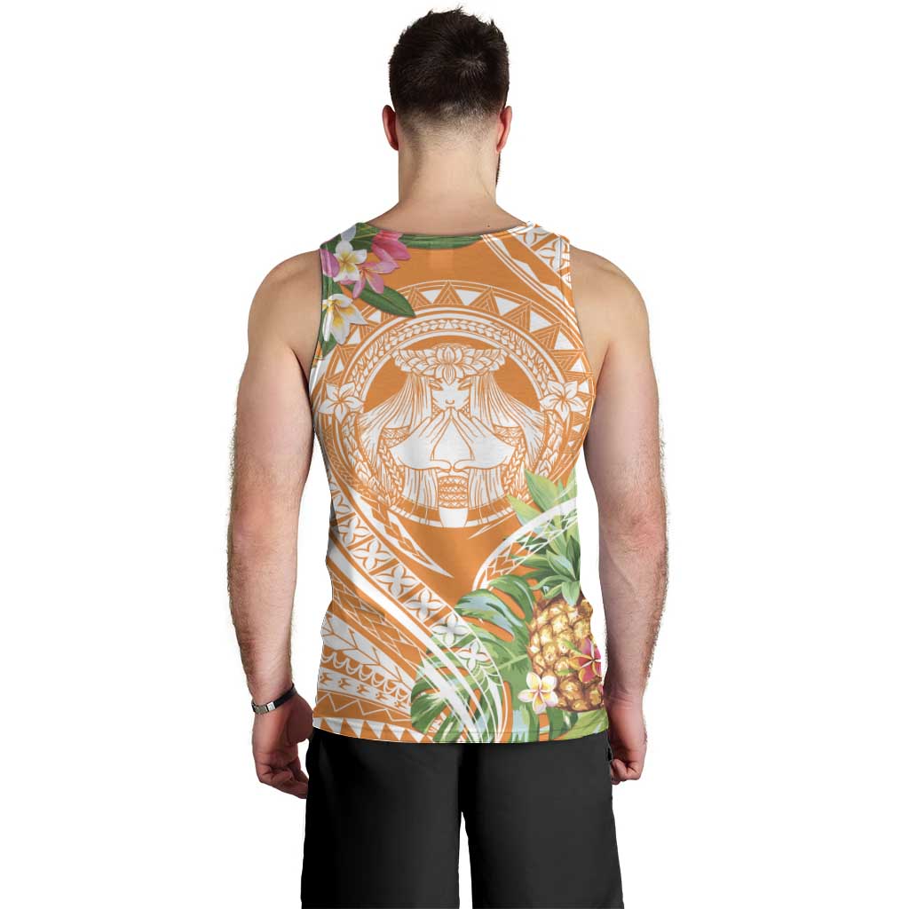 Aloha Hawaii Lanai Men Tank Top Frangipani Mix Pineapple LT7 - Polynesian Pride