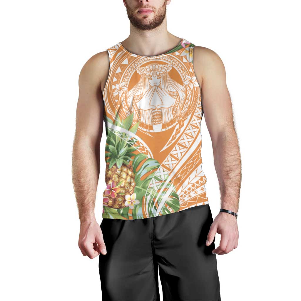 Aloha Hawaii Lanai Men Tank Top Frangipani Mix Pineapple LT7 - Polynesian Pride