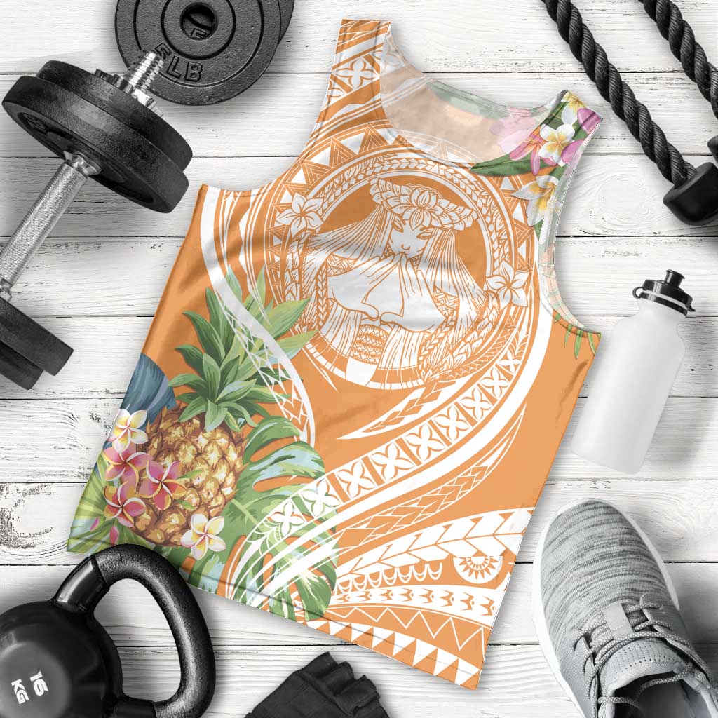 Aloha Hawaii Lanai Men Tank Top Frangipani Mix Pineapple LT7 - Polynesian Pride