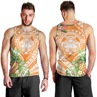 Aloha Hawaii Lanai Men Tank Top Frangipani Mix Pineapple LT7 - Polynesian Pride