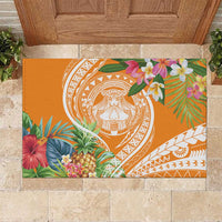 Aloha Hawaii Lanai Rubber Doormat Frangipani Mix Pineapple LT7 Orange - Polynesian Pride