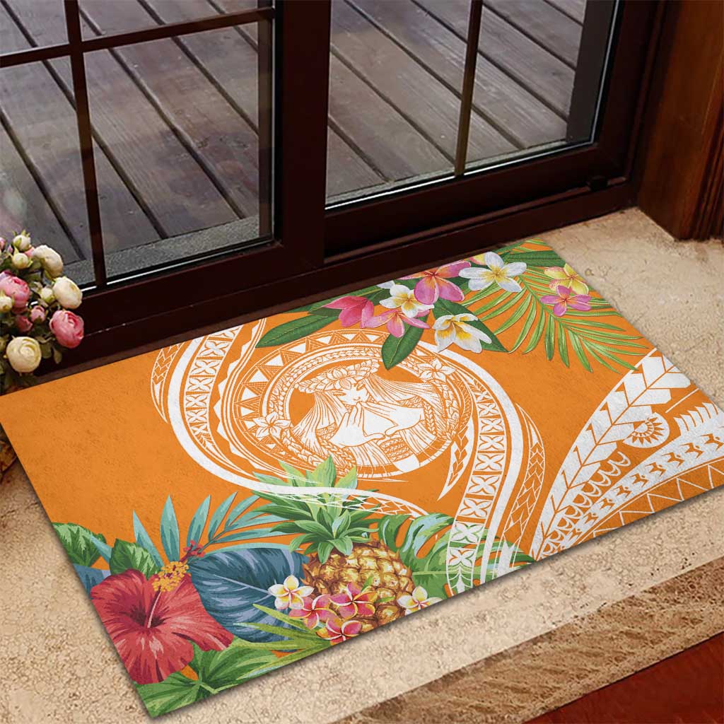 Aloha Hawaii Lanai Rubber Doormat Frangipani Mix Pineapple LT7 - Polynesian Pride