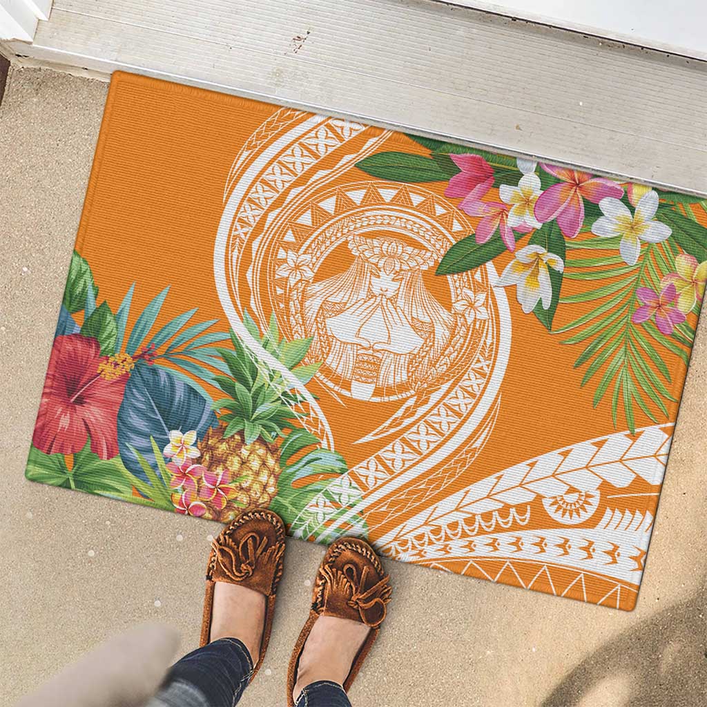 Aloha Hawaii Lanai Rubber Doormat Frangipani Mix Pineapple LT7 - Polynesian Pride