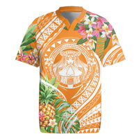 Aloha Hawaii Lanai Rugby Jersey Frangipani Mix Pineapple LT7 Orange - Polynesian Pride
