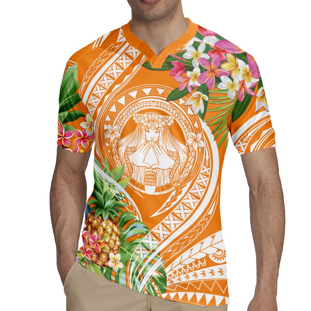 Aloha Hawaii Lanai Rugby Jersey Frangipani Mix Pineapple LT7 - Polynesian Pride