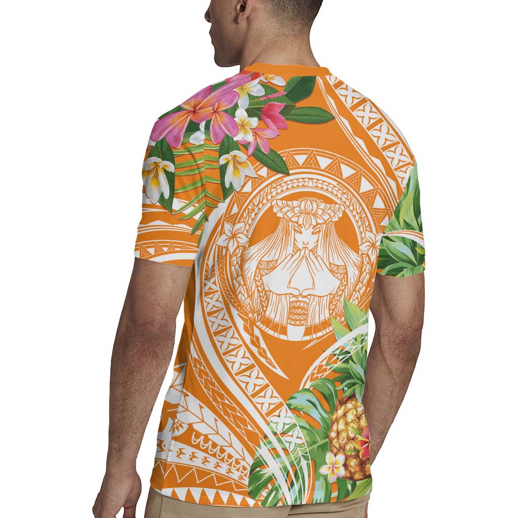 Aloha Hawaii Lanai Rugby Jersey Frangipani Mix Pineapple LT7 - Polynesian Pride