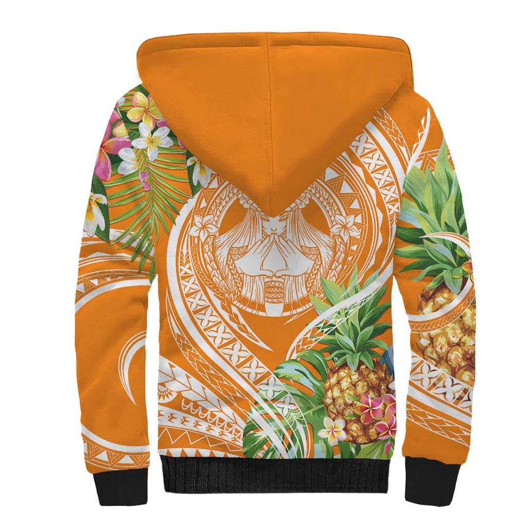 Aloha Hawaii Lanai Sherpa Hoodie Frangipani Mix Pineapple LT7 - Polynesian Pride