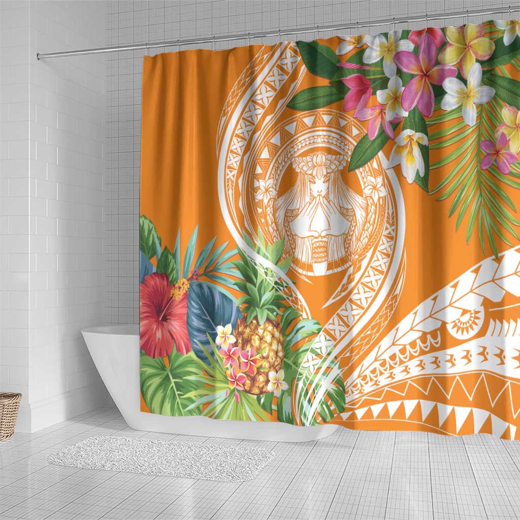 Aloha Hawaii Lanai Shower Curtain Frangipani Mix Pineapple