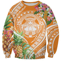 Aloha Hawaii Lanai Sweatshirt Frangipani Mix Pineapple LT7 Unisex Orange - Polynesian Pride