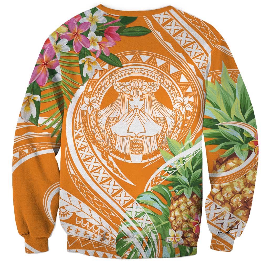 Aloha Hawaii Lanai Sweatshirt Frangipani Mix Pineapple LT7 - Polynesian Pride