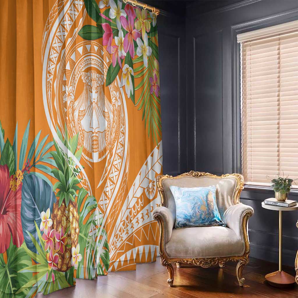 Aloha Hawaii Lanai Window Curtain Frangipani Mix Pineapple LT7 - Polynesian Pride